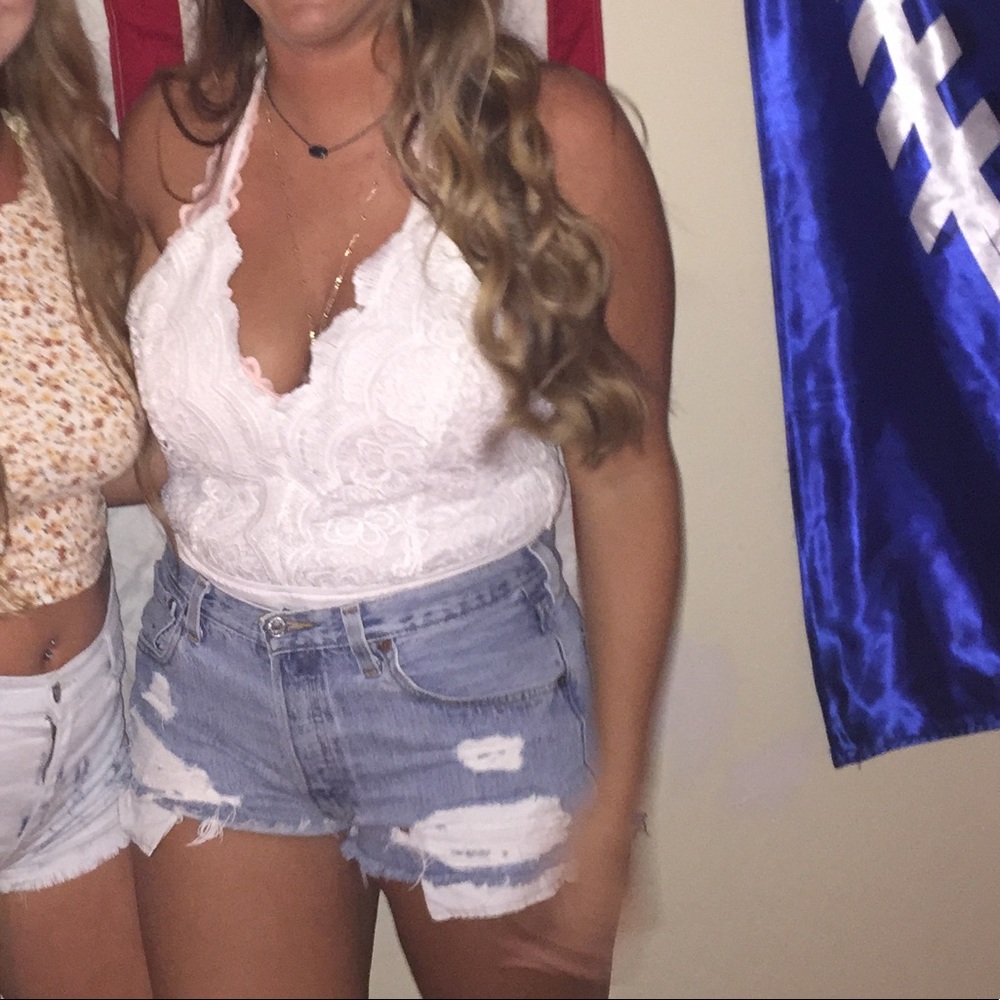 White body suit halter top